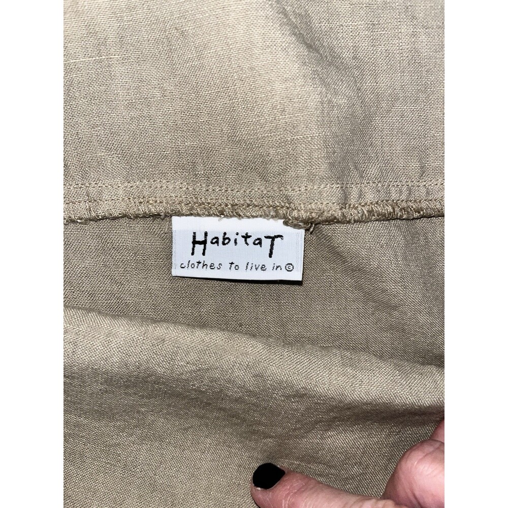 Habitat 100% Linen Khaki Midi Skirt Medium Lagenlook Minimalist Womens Button - Picture 5 of 9